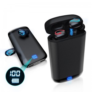  IN-EAR BLUETOOTH HANDSFREE ΑΚΟΥΣΤΙΚΆ ΜΕ ΘΉΚΗ ΦΌΡΤΙΣΗΣ Power Bank 10.000mAH ΜΑΎΡΑ ANDOWL Q66