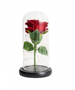 Παντοτινό Τριαντάφυλλο με Led σε γυάλινο θόλο 22 εκ. με βάση για Γενέθλια Επετείου Αγίου Βαλεντίνου, Forever Rose Κόκκινο RC21 ΟΕΜ